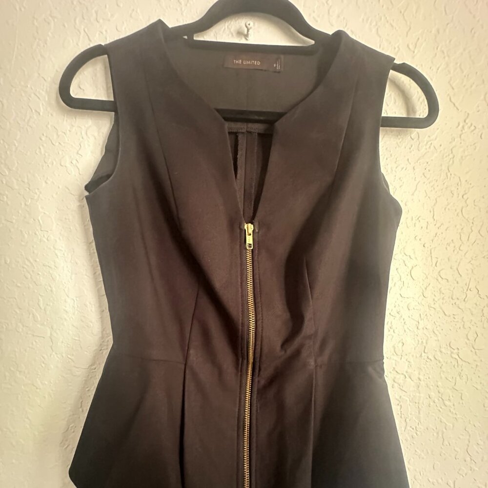 FINAL PRICE The Limited Black Front Zipper Peplum Dress Size 0 - Picture 4 of 7